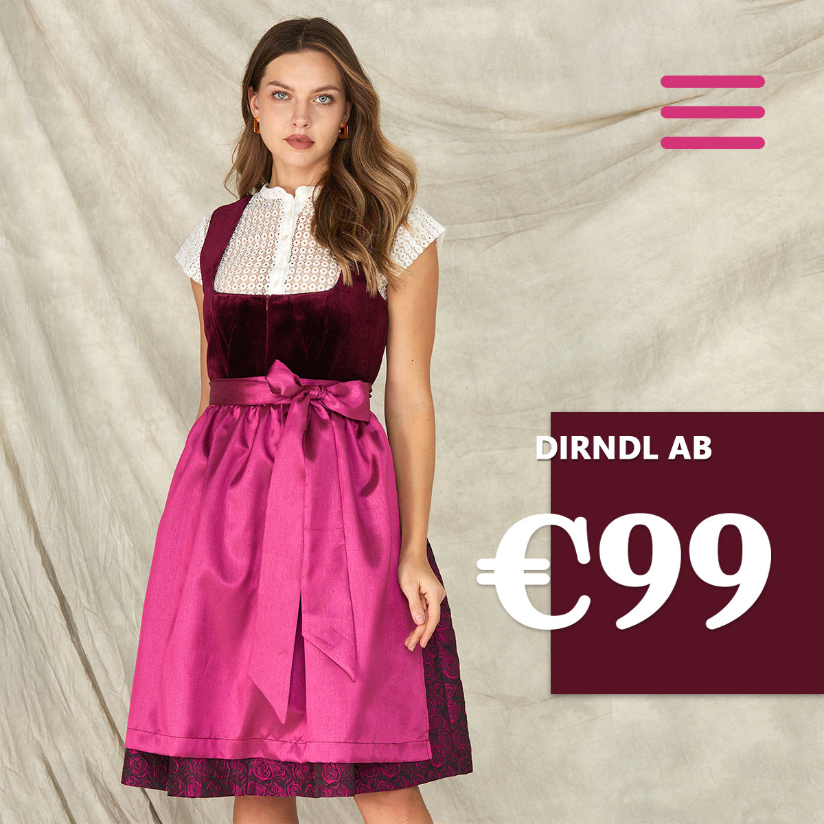 Dirndl pink velvet, Dirndl sale velvet and Krüger Dirndl Store: Discover the world of the Dirndl